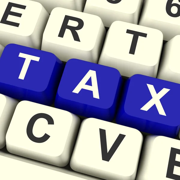 Tax Computer Keys Showing Taxation And Online Payment — Stock Photo, Image