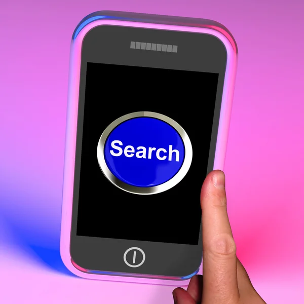 Botón de búsqueda en móviles muestra acceso a Internet — Foto de Stock