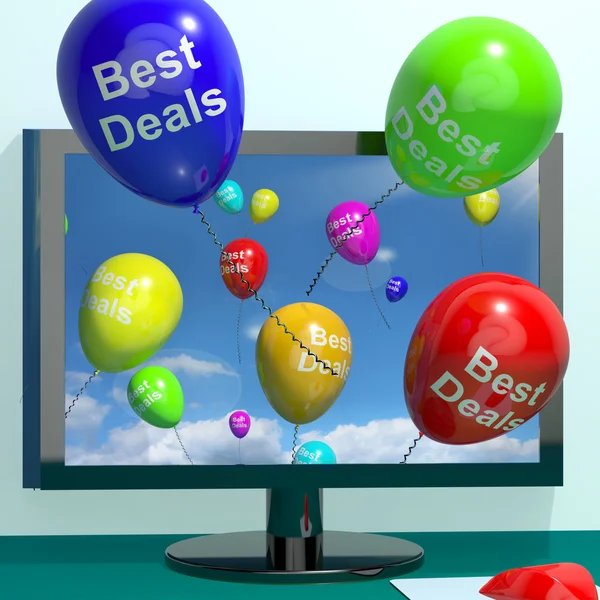 Melhores ofertas balões de computador representando pechinchas ou disco — Fotografia de Stock