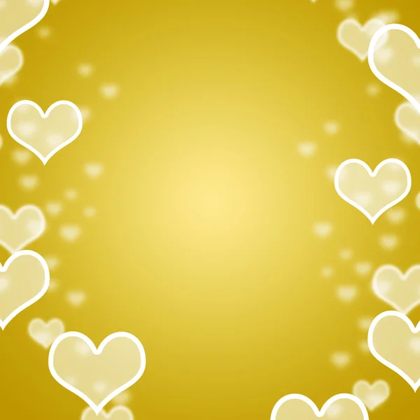 Gele harten bokeh achtergrond met lege copyspace tonen liefde — Stockfoto