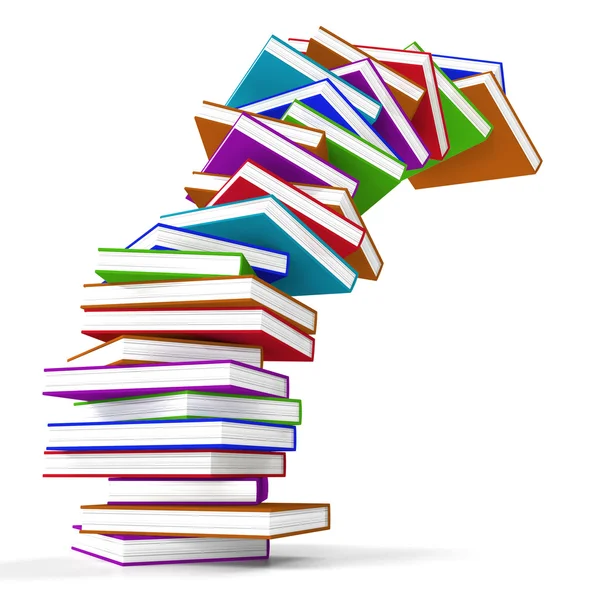 Stack Of Colorful Falling Books Representing Learning And Educat — Stock Photo, Image