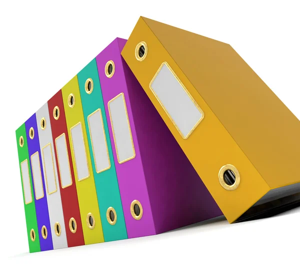 Rad med färgglada filer att få kontoret organiserade — Stockfoto