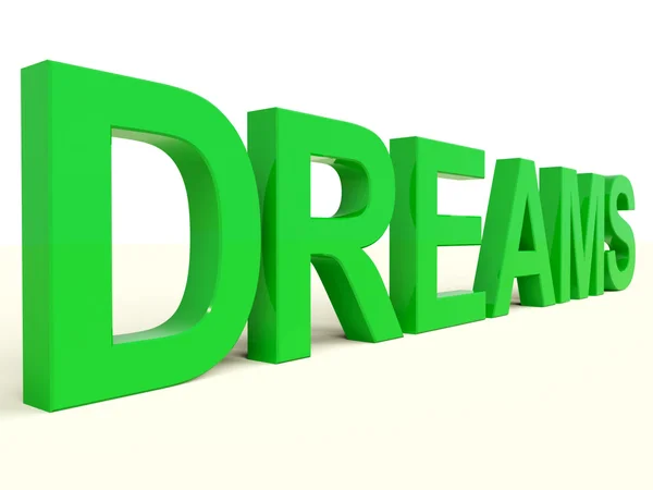 Palabra de sueños en verde que representa esperanzas y visiones — Foto de Stock