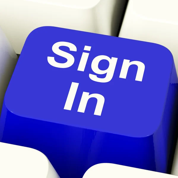 Sign In Computer Key In Blue Showing Website Login — Stock Photo, Image