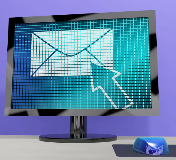 电子邮件图标在屏幕上显示通过电子邮件发送或联系 — 图库照片