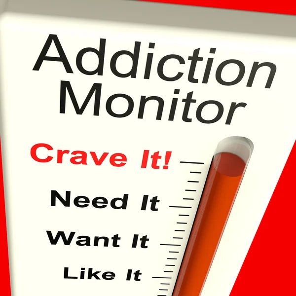 Monitor de adicción muestra antojos y abuso de sustancias —  Fotos de Stock