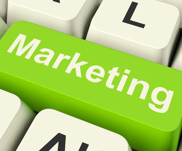 Clé de marketing en ligne peut être Blogs Sites Web Médias sociaux et Emai — Photo