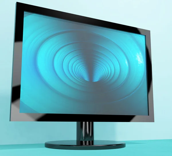TV-scherm met blauwe vortex foto vertegenwoordigen high-definition — Stockfoto