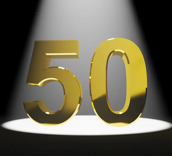 Χρυσό 50ή ή πενήντα 3d closeup αριθμός που αντιπροσωπεύει την επέτειο ή — Φωτογραφία Αρχείου