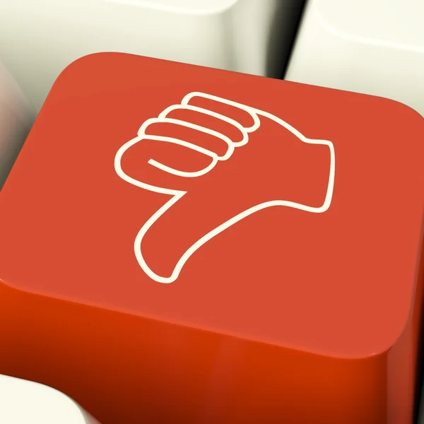 Thumbs Down Icon Computer Key Showing Dislike Failure And False — Stock Photo, Image