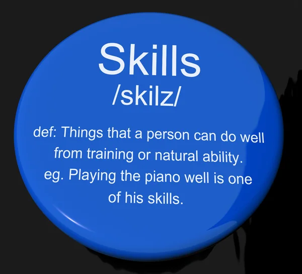 Botón de definición de habilidades que muestra aptitud habilidad y competencia — Foto de Stock