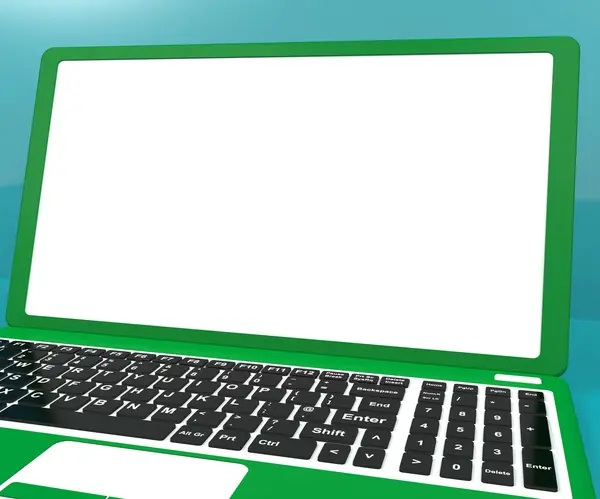 Green Computer On Desk With White Copyspace — Stock Photo, Image