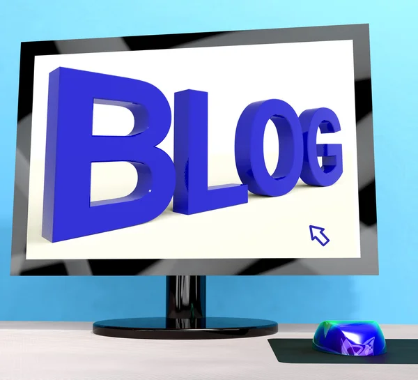 Блог Word On Computer For Blogger Website — стоковое фото