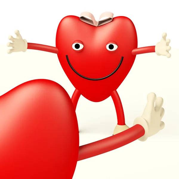 Corazón personajes de dibujos animados que muestran amor y romance para San Valentín — Foto de Stock
