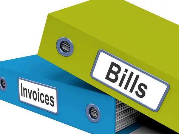 Bills And Invoices Files Show Accounting And Expenses — Stock Photo, Image