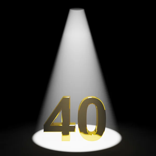 Oro 40 o quaranta 3d numero primo piano che rappresenta anniversario o B — Foto Stock