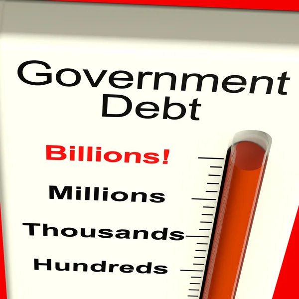 Government Debt Meter Showing Nation Owing Billions — Stock Photo, Image