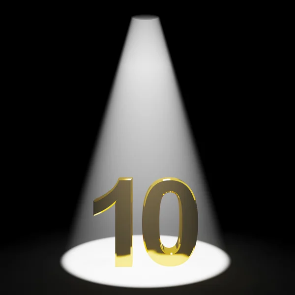 Ouro 10th ou 10 3d número representando aniversário ou aniversário — Fotografia de Stock