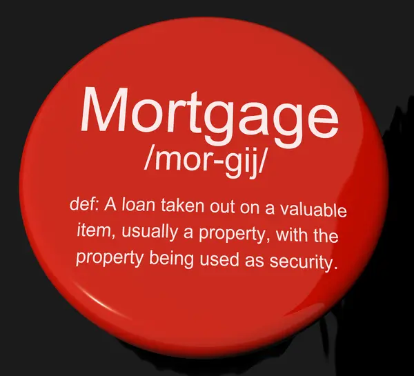 Mortgage Definition Button Showing Property Or Real Estate Loan — Stock Photo, Image