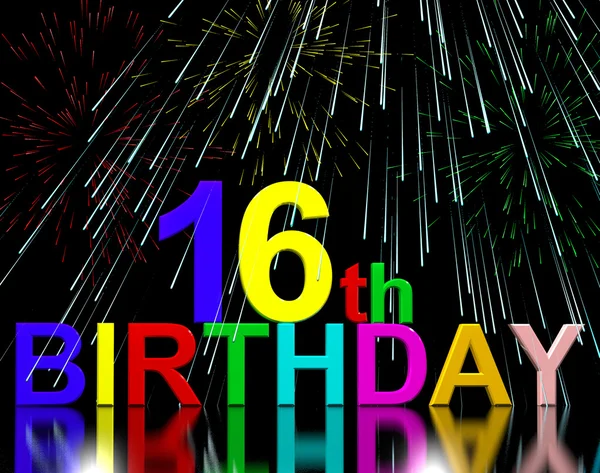 16 lub XVI urodziny obchodziła z fajerwerkami — Zdjęcie stockowe