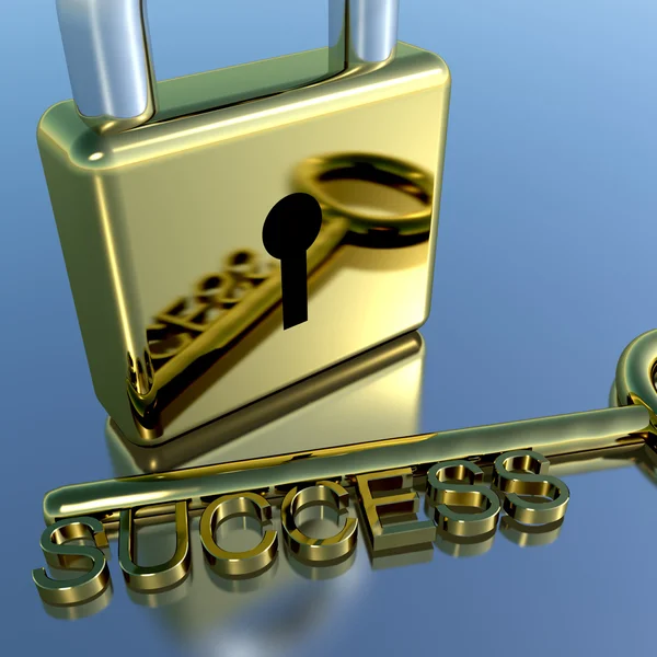 Padlock With Success Key Showing Strategy Planning And Solutions — Stock Photo, Image