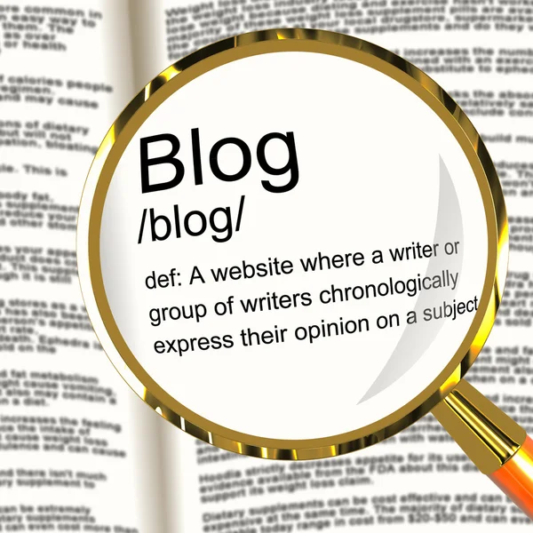 Blog Definition Magnifier Showing Website Blogging Or Blogger — Stock Photo, Image