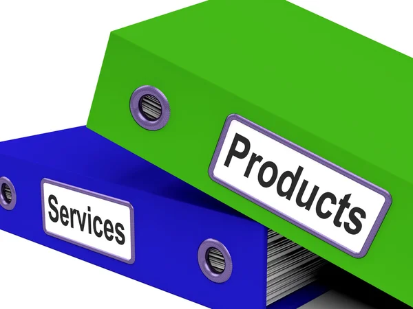 Products And Services Files Show Selling And Retail — Stock Photo, Image