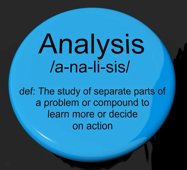 Analys definition knappen visar sondera studie eller undersöka — Stockfoto