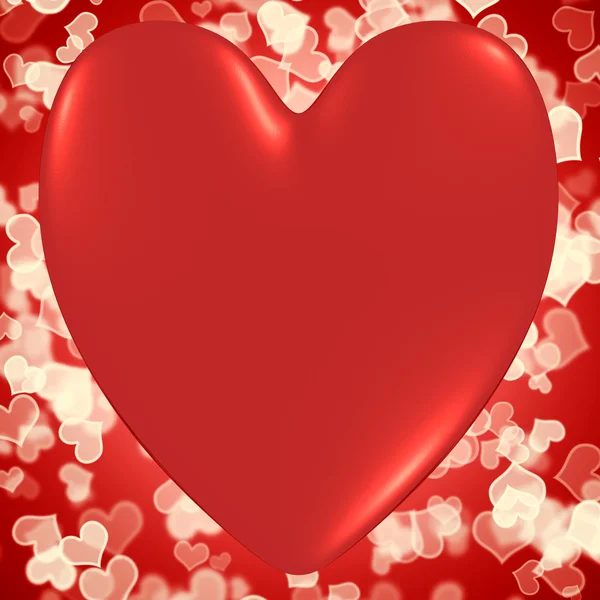 Heart With Red Hearts Bokeh Background Showing Valentines And Lo — Stock Photo, Image