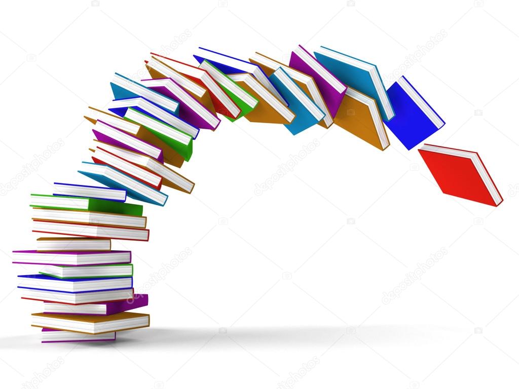 Stack Of Falling Books Representing Learning And Education