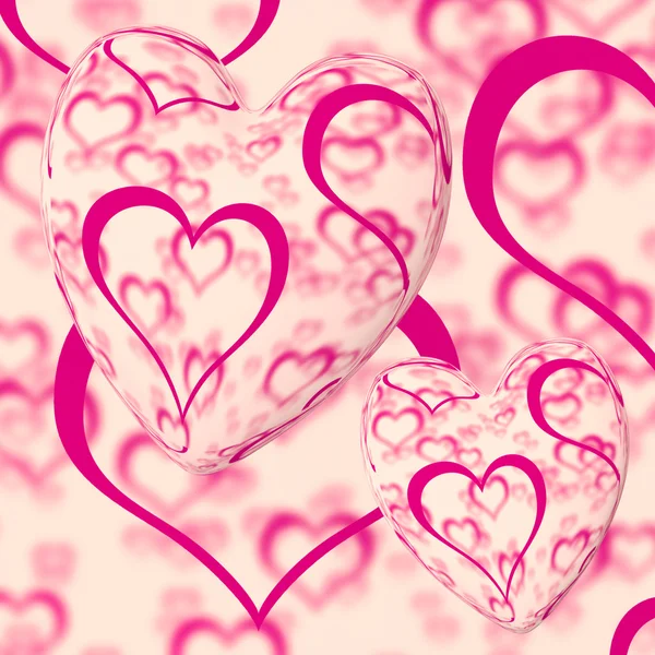 Pink Hearts Design On A Heart Background Showing Love Romance An — Stock Photo, Image