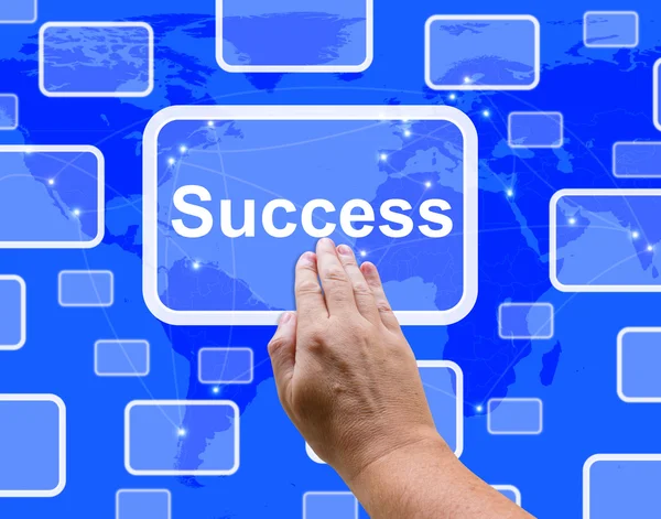 Botón de éxito presionado Mostrando logro y determinación — Foto de Stock