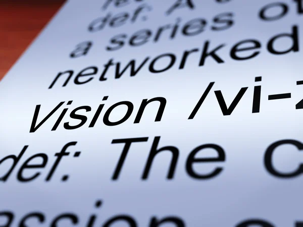 Vision Definition Closeup Showing Eyesight Or Goals — Stock Photo, Image