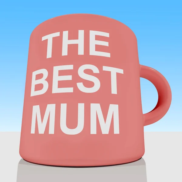 The Best Mum Mug With Sky Background Showing A Loving Mother — Stock Photo, Image