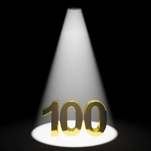 Złota 100 lub sto 3d liczbą reprezentującą rocznica lub — Zdjęcie stockowe