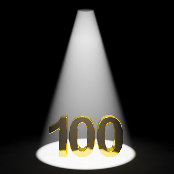 Gold 100th Or One Hundred 3d Number Representing Anniversary Or 