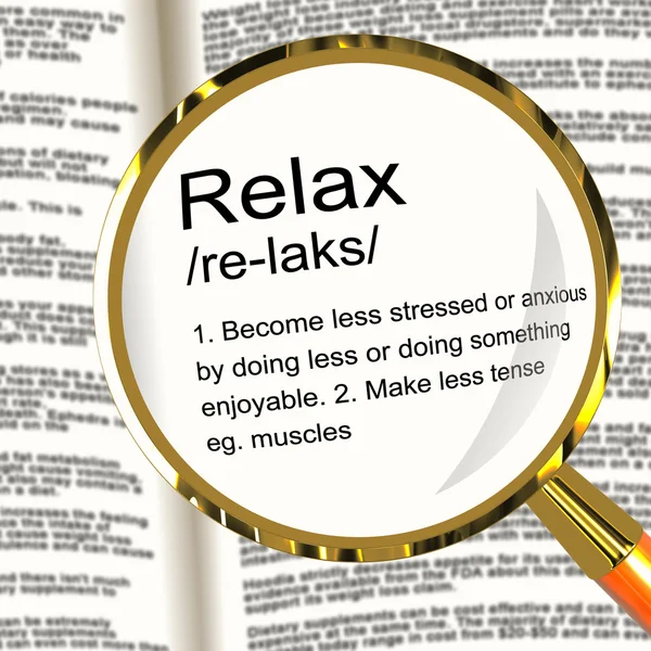 Relax Definition Magnifier Showing Less Stress And Tense — Stock Photo, Image