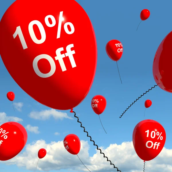 Balloon With 10% Off Showing Sale Discount Of Ten Percent — Stock Photo, Image