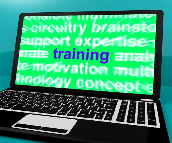 On line training computer bericht toont webpagina leren — Stockfoto