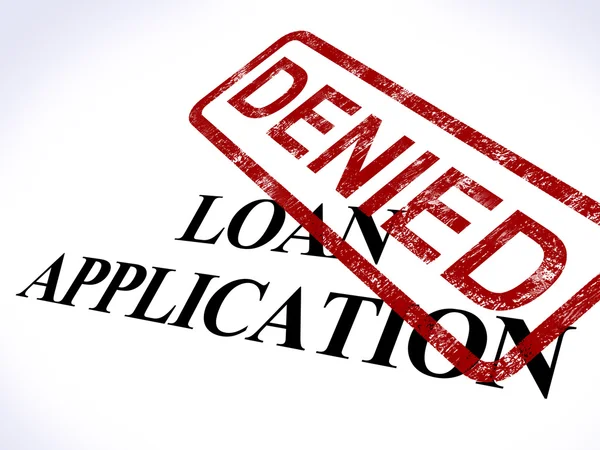 Pedido de empréstimo negado selo mostra crédito rejeitado — Fotografia de Stock