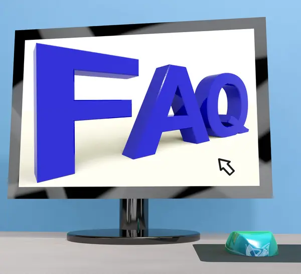 컴퓨터 화면에 Faq 온라인 도움말 표시 — 스톡 사진