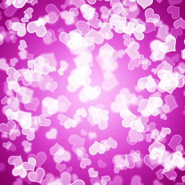 Lila Herzen Bokeh Hintergrund zeigt Liebesromantik und Valentinstag — Stockfoto