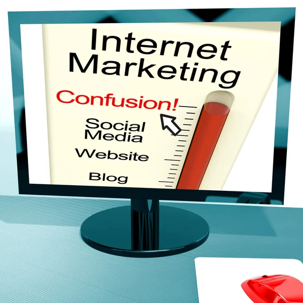 Internet Marketing Confusion Shows Online SEO Strategy — Stock Photo, Image