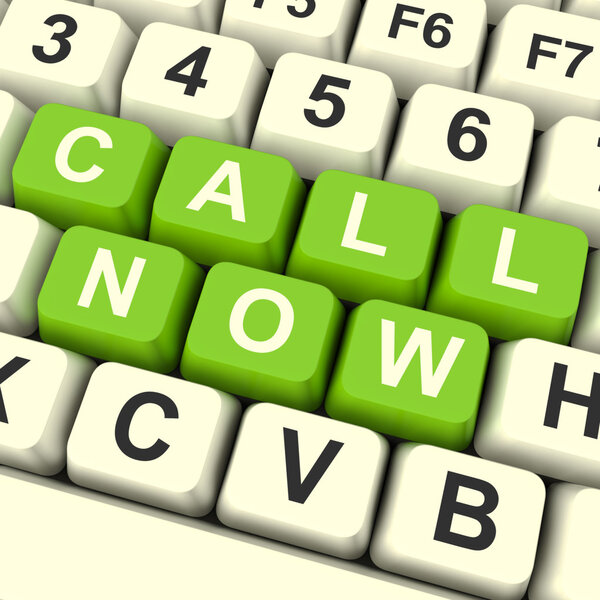 Call Now Computer Keys In Green For Helpdesk or Assistance
