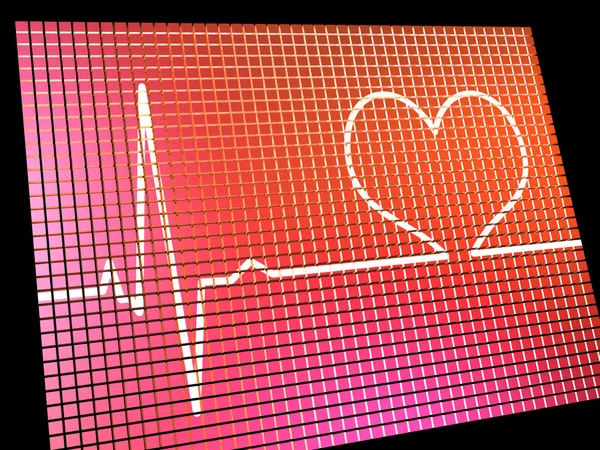 Tętno wyświetlania monitora pokazano serca i naczyń wieńcowych zdrowia — Zdjęcie stockowe