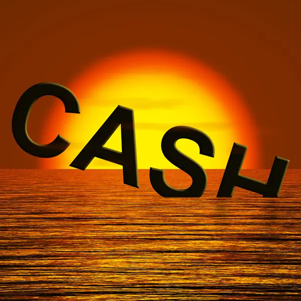 Cash zinkende en zonsondergang weergegeven: depressie recessie en milieuvriende — Stockfoto