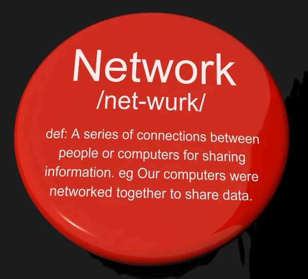 Network Definition Button Showing System Of Computers Or People — Stock Photo, Image