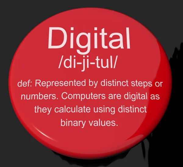 Digital Definition Button Showing Binary Values Used In Computer — Stock Photo, Image