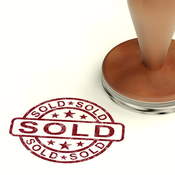 Sold Stamp Showing Selling Or Purchasing — Stock Photo, Image