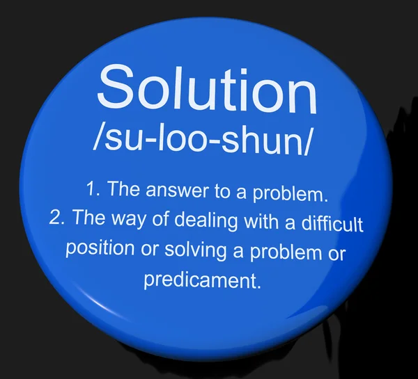 Solution Definition Button Showing Achievement Vision And Succes — Stock Photo, Image